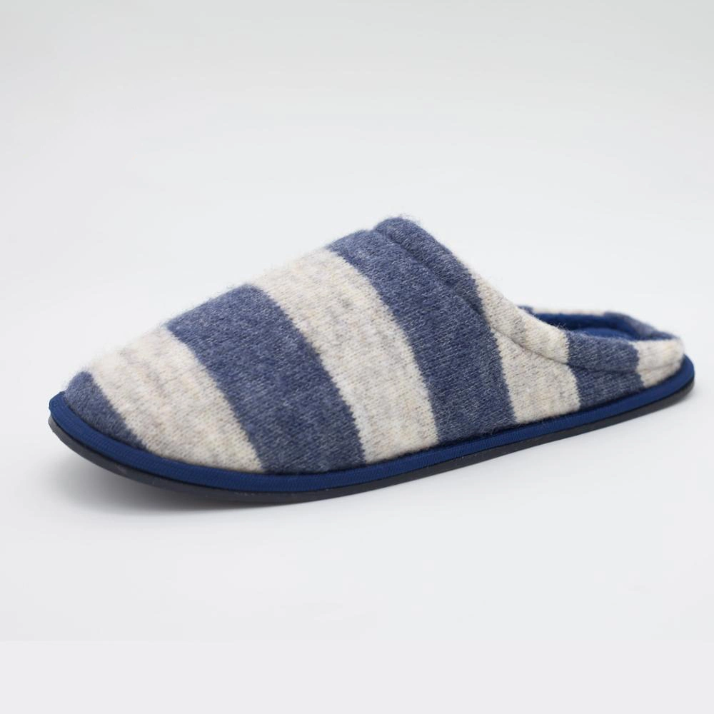 High Quality Soft Winter Mens Custom Stripe Knit Mule Slippers Shoes for Men