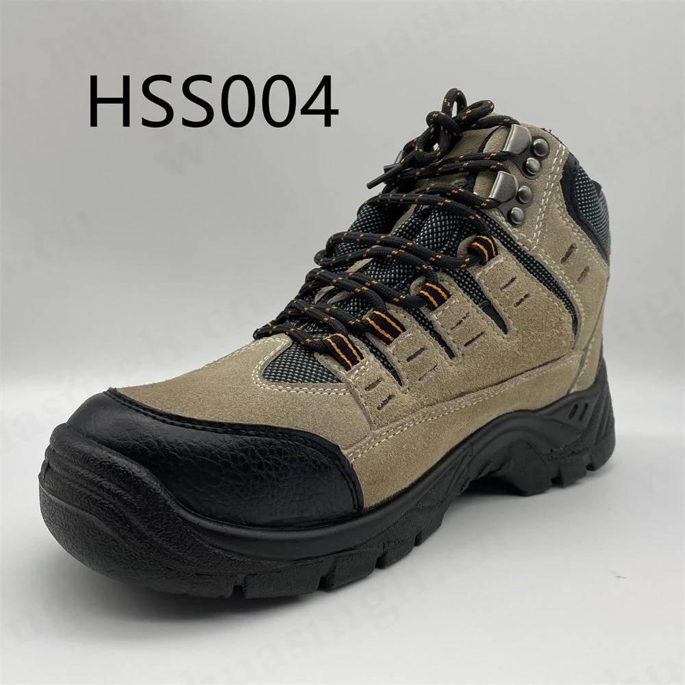 CMH, Suede Leather PU/PU Injection Sole Brown Sport Safety Shoes with Metal Clasp HSS004