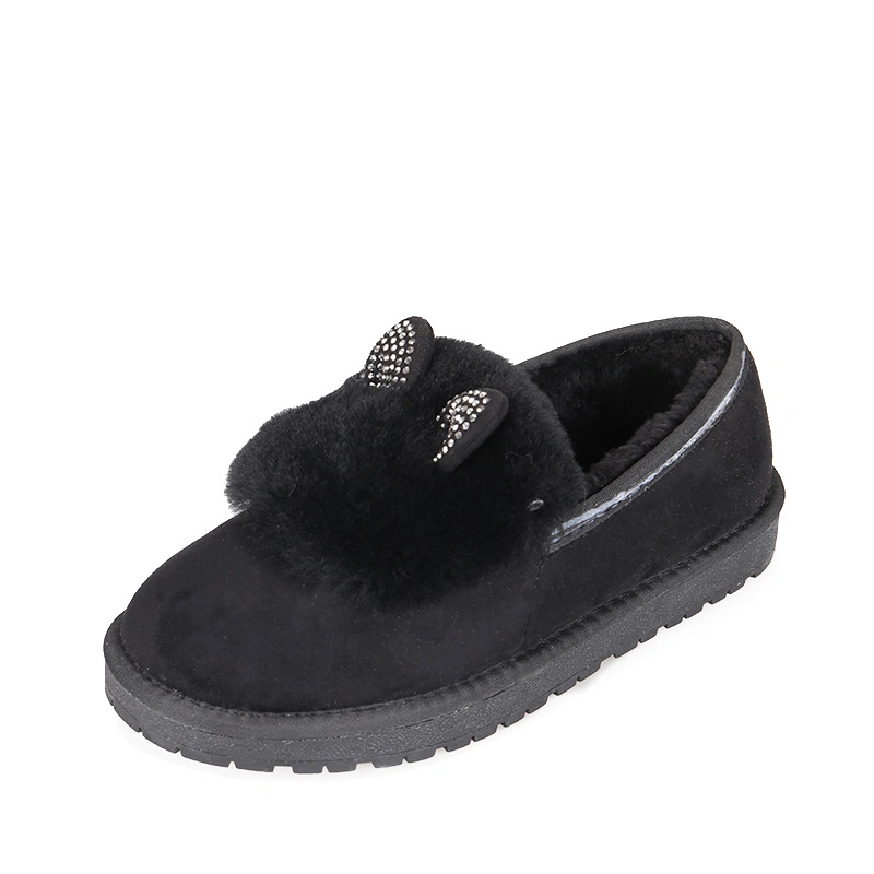 Winter Cute Warm Rabbit Ear Fur Loafer Women Casual Moccasin Shoes