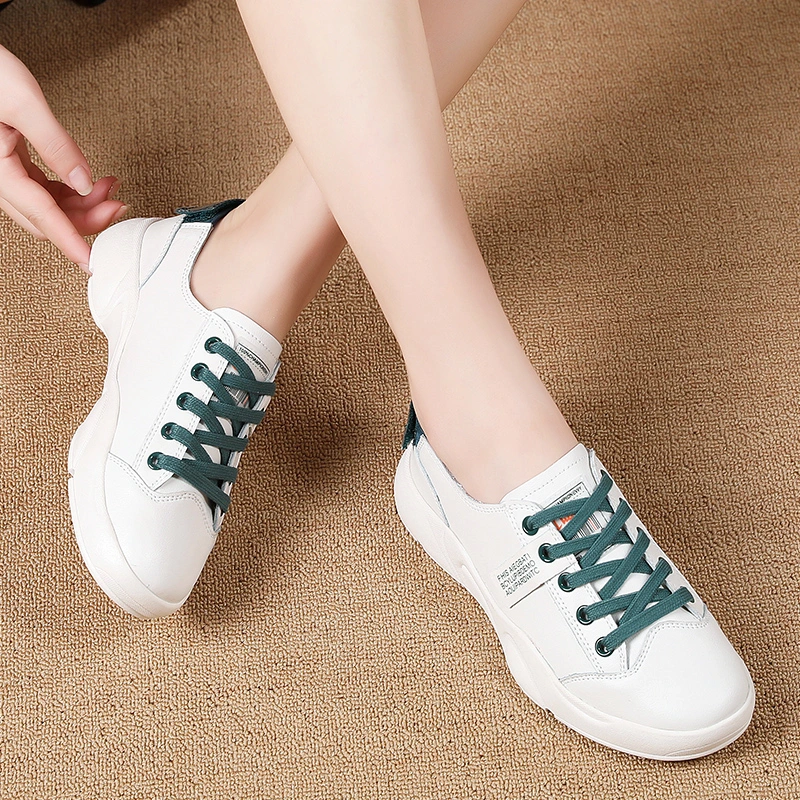 White Leather Sports Shoes Fashion Sneakers for Women Athletic Running Shoes