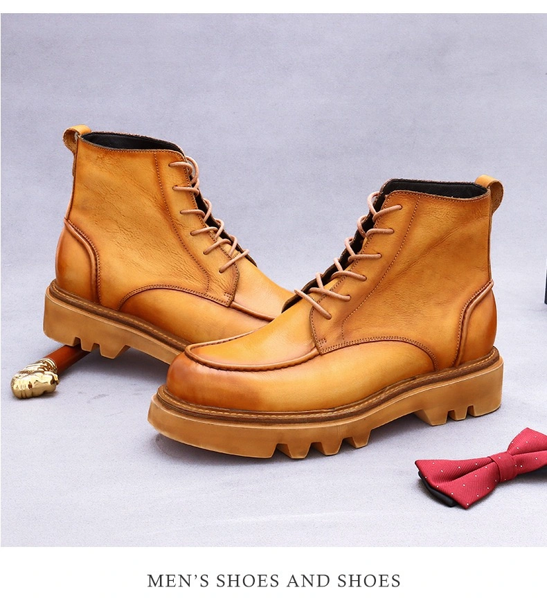 China Top Level Leather Dress Men Shoes Elegant Lace up Martin Men Boots Luxury Shoes Mens Winter Boot Shoe