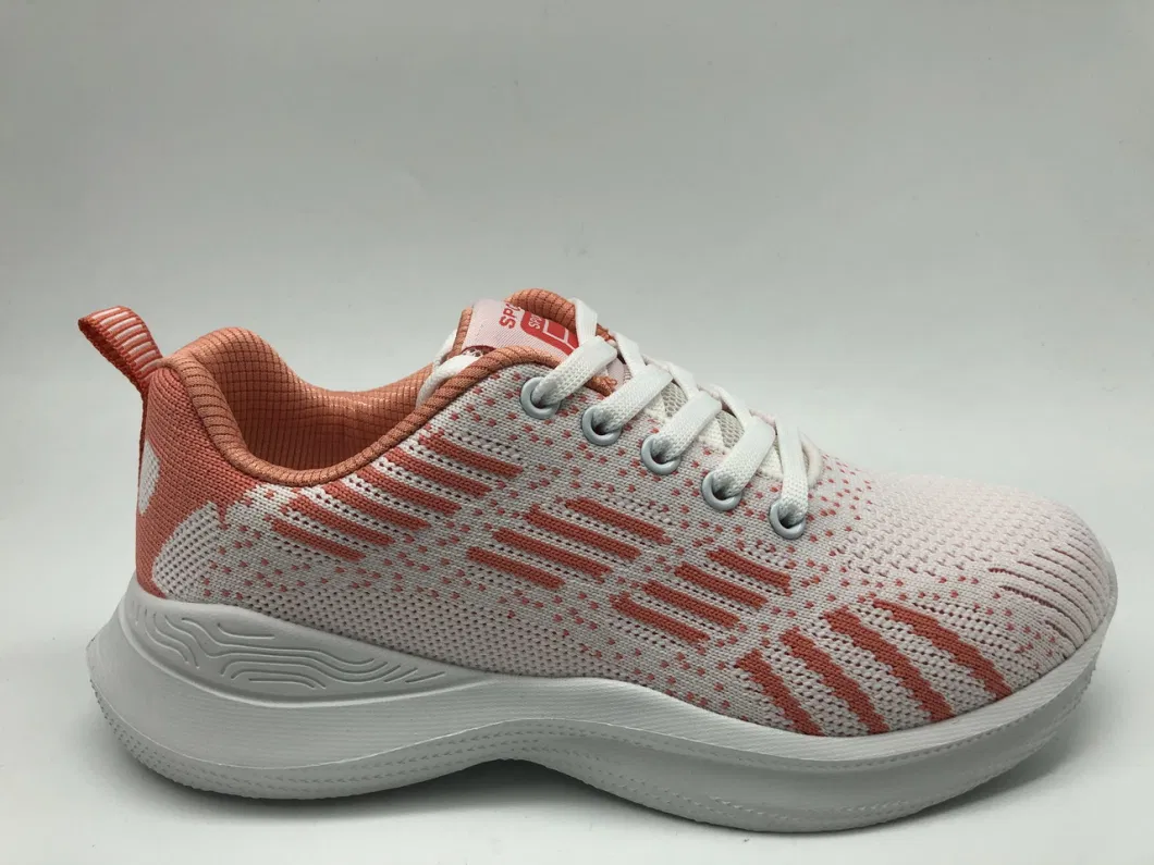 Lady Flyknit Upper Breathable Comfortable Sport Running Stock Shoes with 5 Colors