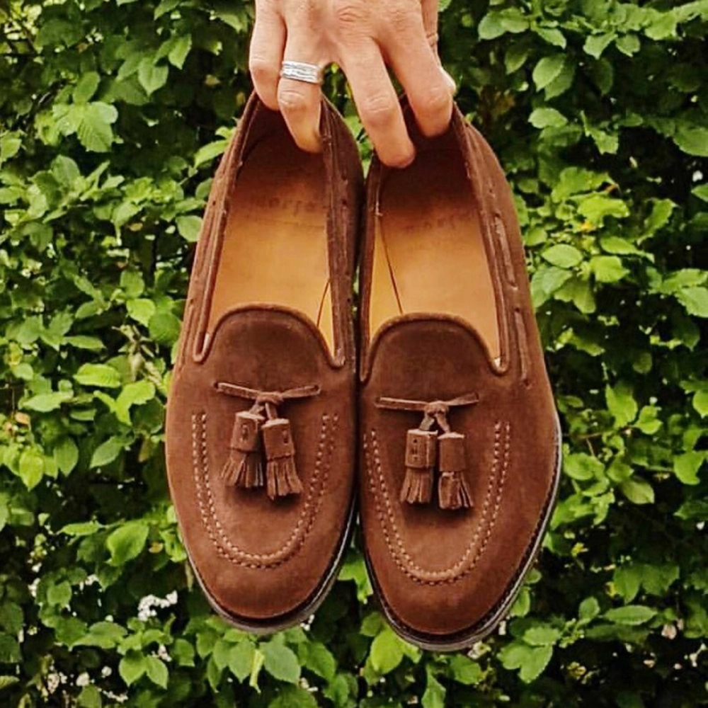 Summer Walk Suede Cow Leather Slip on Casual Moccasin Gommino Dress Shoes Men Penny Brown Tassels Loafers