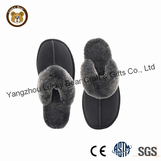 Custom Winter Warm Indoor Outdoor Genuine Cow Suede Leather Men Slippers Women Shoes