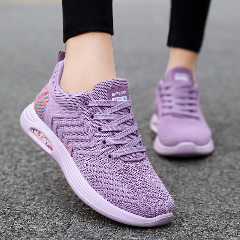 2024 New Polyurethane Air-Cushioned Sports Shoes Women&prime;s Fashion Shoes Fly Woven Soft-Soled Women&prime;s Shoes