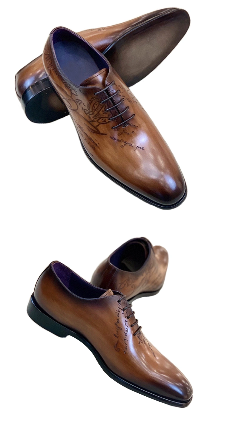 Factory Price Berluti Style Popular Men Lace-up Business Dress Formal Leather Casual Shoes