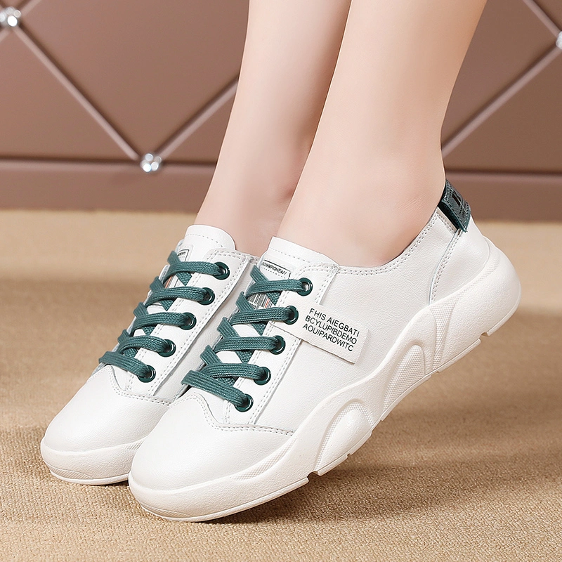 White Leather Sports Shoes Fashion Sneakers for Women Athletic Running Shoes