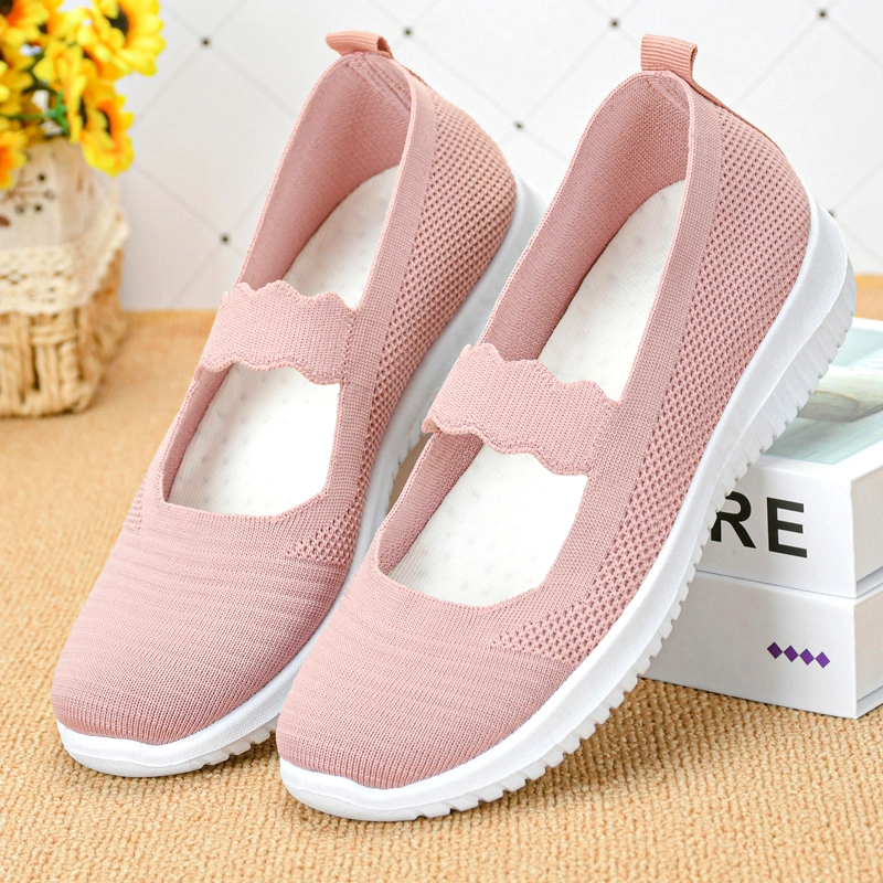 Fashion Spring and Summer Shallow Mouth Slip on Comfortable Breathable Upper Casual Mother Flat Shoes Athletic Sports Shoes Replica Sneakers