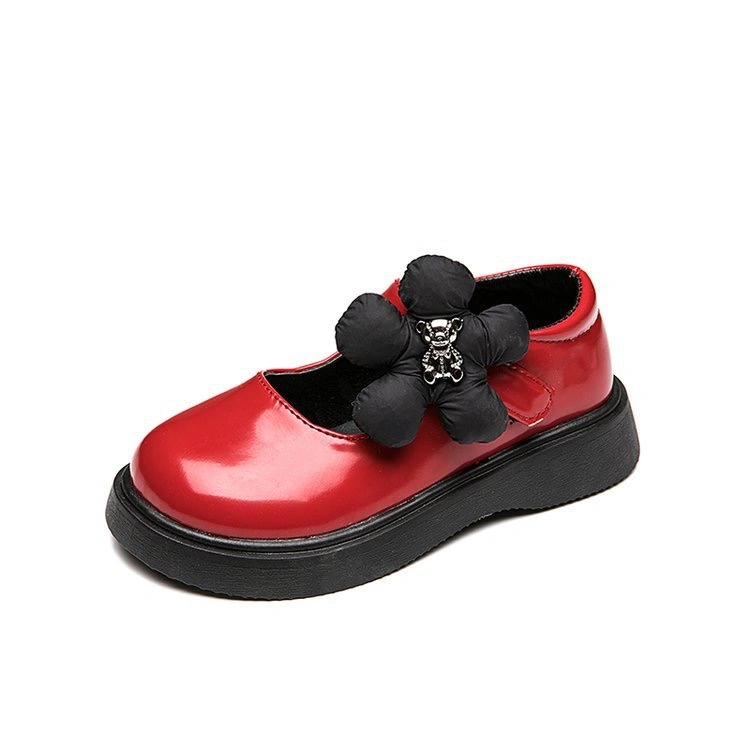 Children Sponge Flower Princess Shoes PU Leather Kids Shoes for Girls