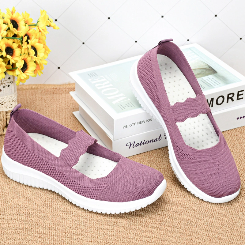 Fashion Spring and Summer Shallow Mouth Slip on Comfortable Breathable Upper Casual Mother Flat Shoes Athletic Sports Shoes Replica Sneakers