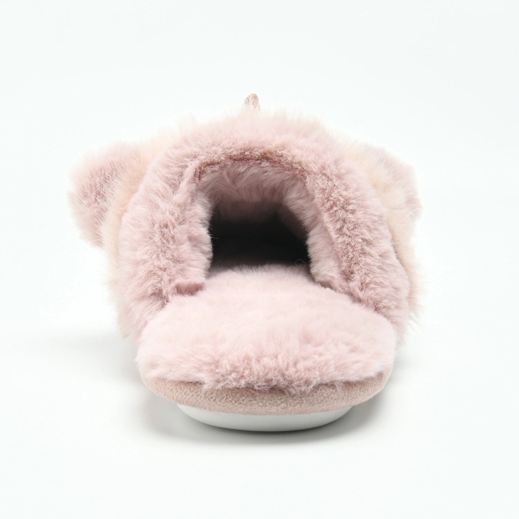 Pink Lovely Cute Unicorn Fur Fluffy Furry Kids Girls Indoor Animal Mule Slippers for Girls