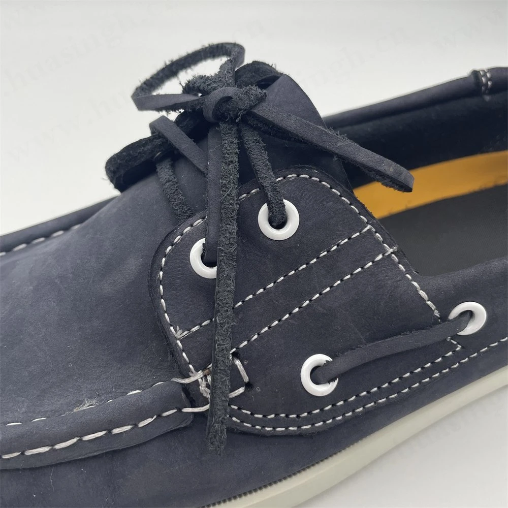 Ywq, Lace-up Style Soft Leather Lining Dark blue Peas Shoe Pure Hand-Made Slip-Proof Rubber Outsole Causal Penny Shoe Hsw068