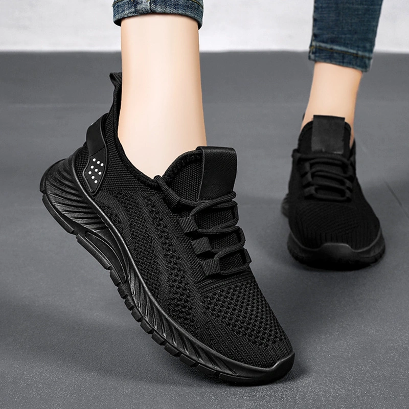 Custom Breathable Mesh Fly Knit Slip on Unisex Sports Running Walking Style Casual Shoes