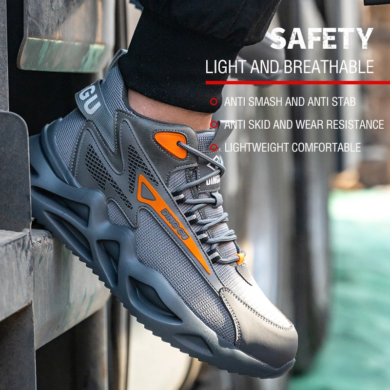 Newest Style Hot Sales Lightweight Breathable Steel Toe Work Shoes Anti-Smashing Construction Men Safety Shoes