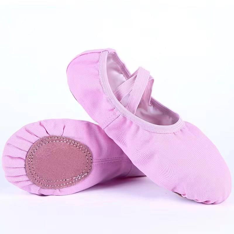 Factory Price Hot Sales Good Quality New Fashionable Dance Training Practice Round Toe Canvas Ballet Flat Shoes for Women Girls