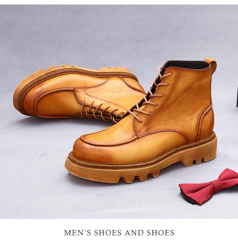 China Top Level Leather Dress Men Shoes Elegant Lace up Martin Men Boots Luxury Shoes Mens Winter Boot Shoe