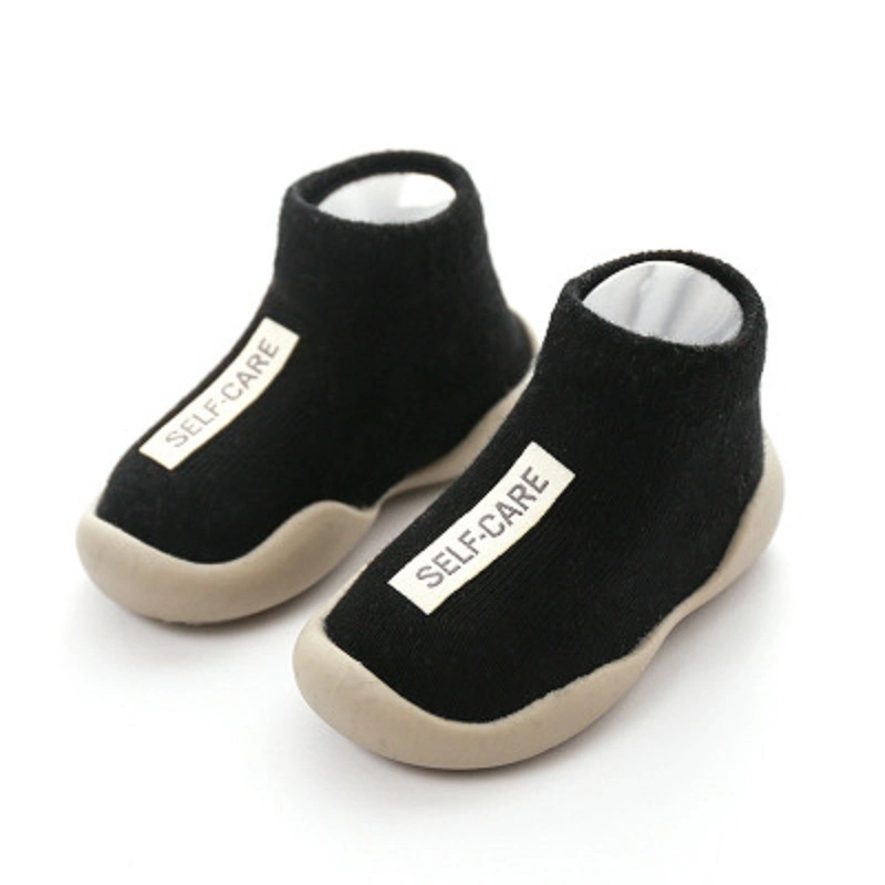 Newborn Toddler Baby Girls Boys Solid Rubber Sole Socks, Anti-Slip Winter Warm Baby Walking Shoes Slippers Esg13471