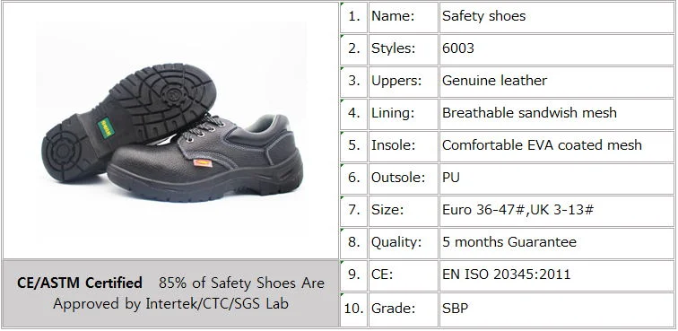 Double Density Polyurethane Sole Labor Protection Shoes/Safety Shoes