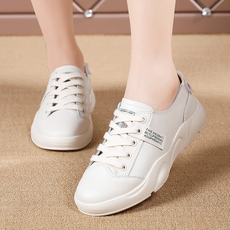 White Leather Sports Shoes Fashion Sneakers for Women Athletic Running Shoes