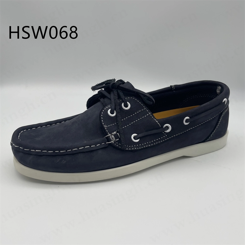 Ywq, Lace-up Style Soft Leather Lining Dark blue Peas Shoe Pure Hand-Made Slip-Proof Rubber Outsole Causal Penny Shoe Hsw068