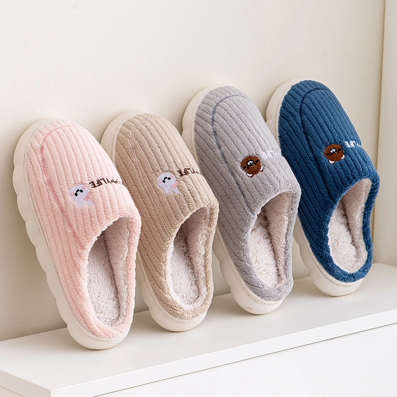 New 2023 Home Cotton Slippers Winter Non-Slip Thick Soled Shoes Warm Drag