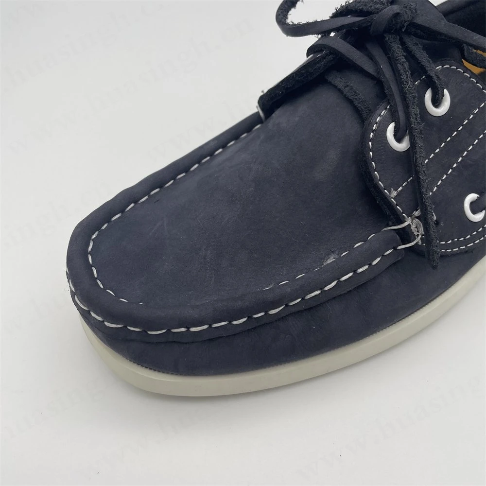 Ywq, Lace-up Style Soft Leather Lining Dark blue Peas Shoe Pure Hand-Made Slip-Proof Rubber Outsole Causal Penny Shoe Hsw068