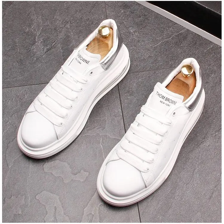 Luxury Design High Quality Men White Shoes Thick Bottom Platform Casual Couple Sneakers Spring Autumn Flock Party Wedding Loafers