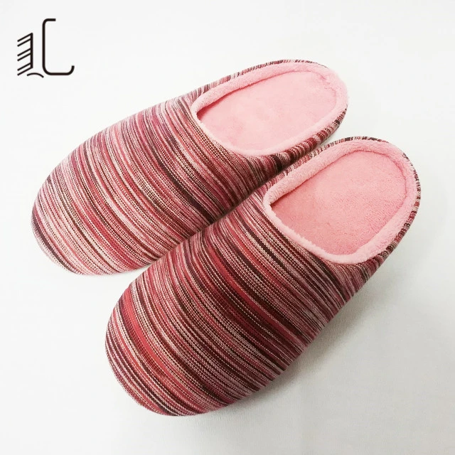 High Quality Soft Winter Mens Custom Stripe Knit Mule Slippers Shoes for Men