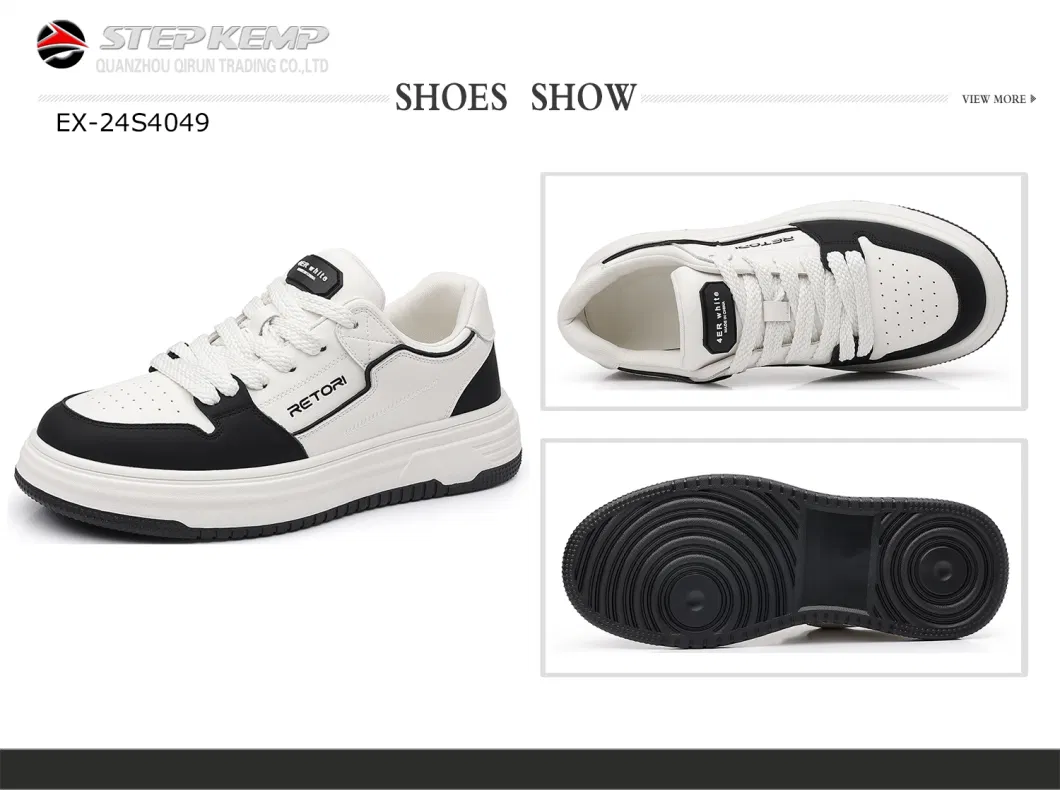 Stylish Black and White Lace-up Sport Walking Shoes for All-Day Comfort Ex-24s4049