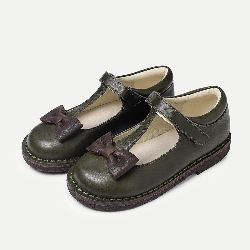 Bow Knot Leather Shoes Cute Girls Children School Shoes