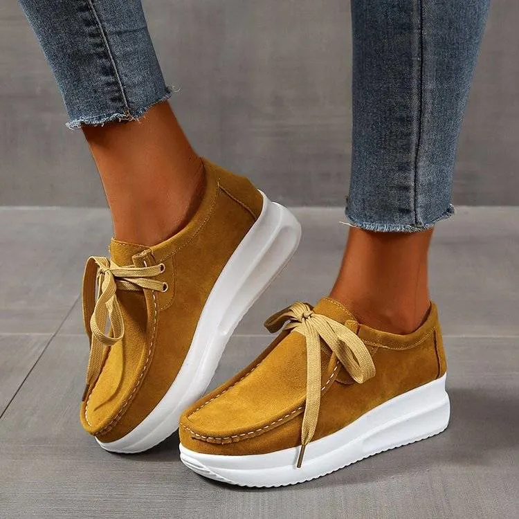 Fashion Trend Female Casual Shoes Platform Sneakers New Casual Non-Slip Chunky Sole Lace-up School Students Sports Shoes for Women