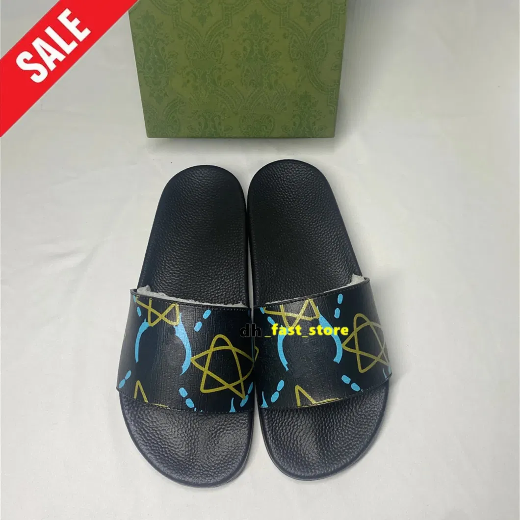 Designer Sandals Floral Slippers for Men Women Summer Room Beach Flatssandale Gear Sole Rubber Leather Brocade Slippers Luxury Claquette Mules Pantoufle