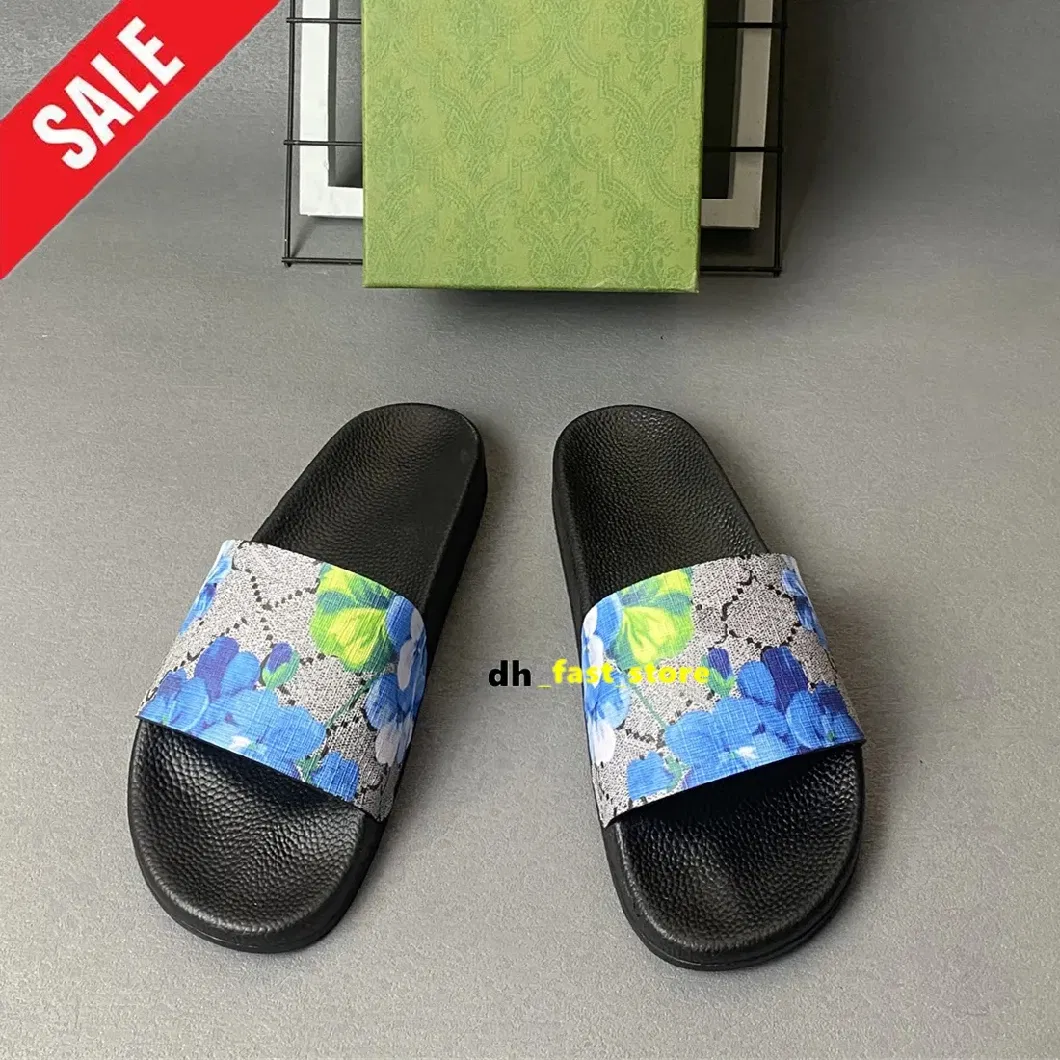 Designer Sandals Floral Slippers for Men Women Summer Room Beach Flatssandale Gear Sole Rubber Leather Brocade Slippers Luxury Claquette Mules Pantoufle