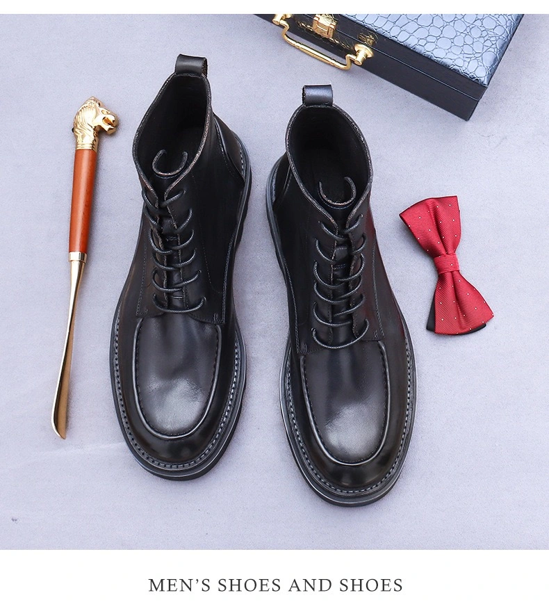 China Top Level Leather Dress Men Shoes Elegant Lace up Martin Men Boots Luxury Shoes Mens Winter Boot Shoe