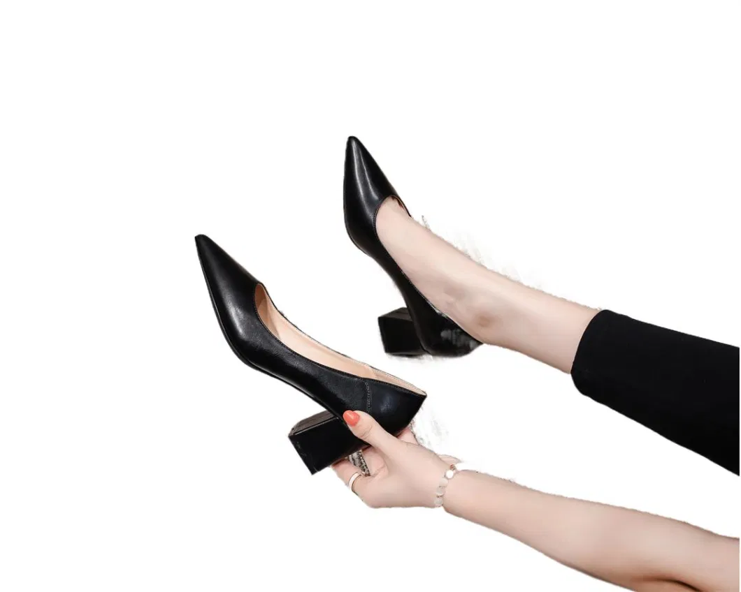 Comfort Slip-on Block Heel Soft Leather Women Shoe for Office Lady