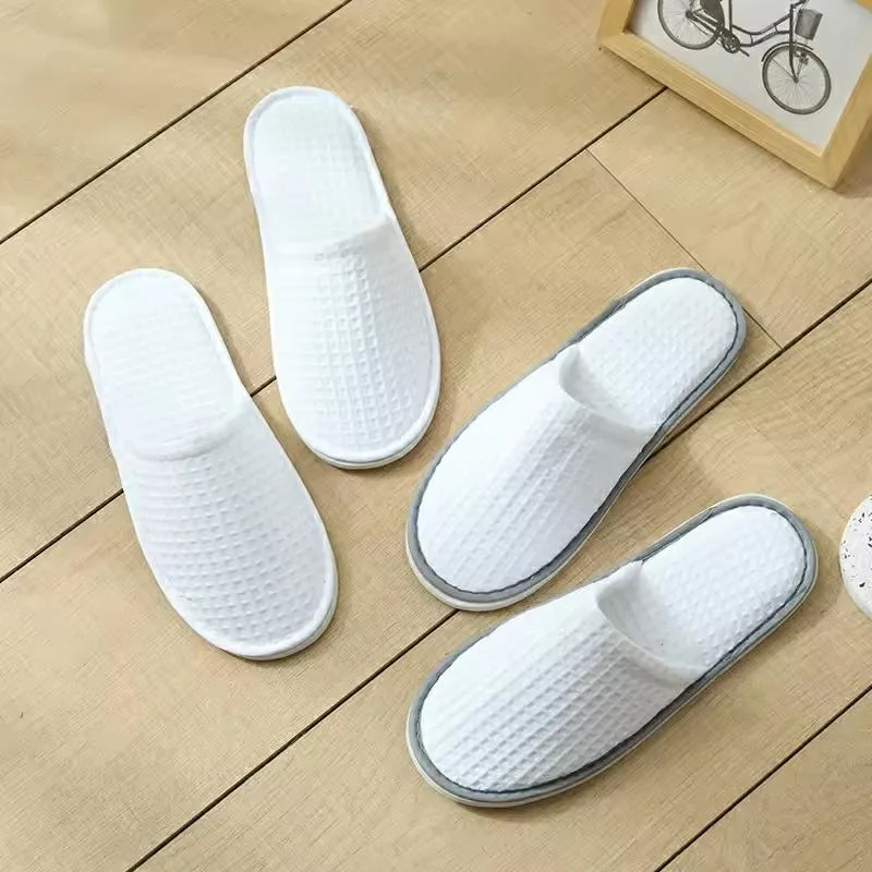 High Quality Anti-Slip EVA Sole Hotel Slipper with Cotton Waffle Fabric for Adults and Kids