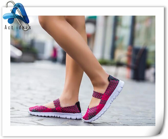 Fashion Leisure Solid Color OEM Flat Woman Woven Shoes