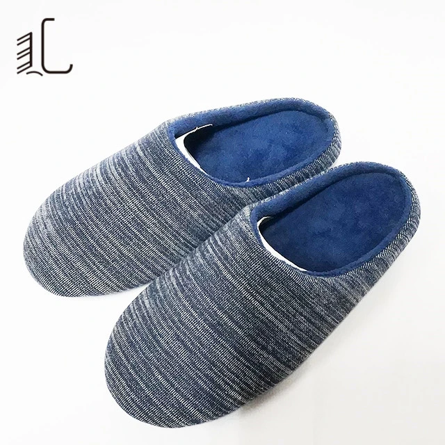 High Quality Soft Winter Mens Custom Stripe Knit Mule Slippers Shoes for Men