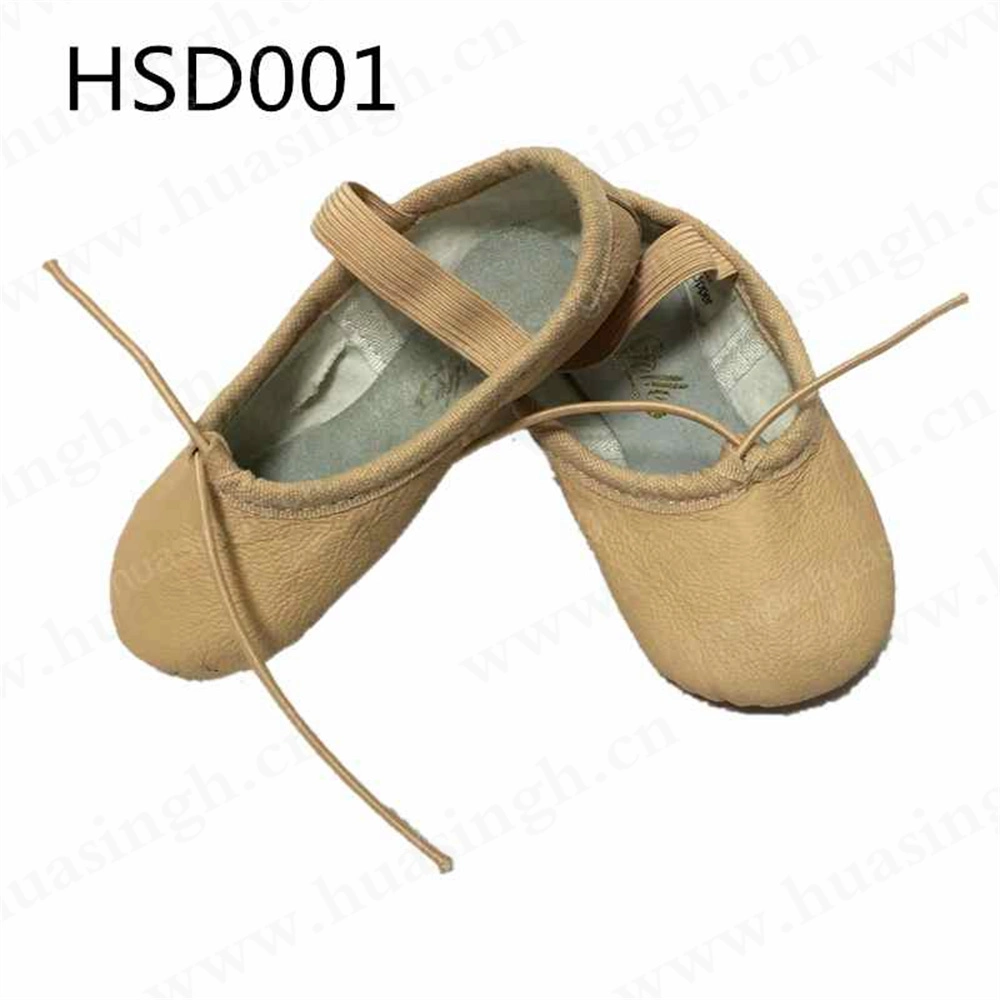 Gww, International Children&prime;s Dance Competition Soft Ballet Shoe Factory Price Elastic Band Design Full Leather Ballet Shoe Hsd001