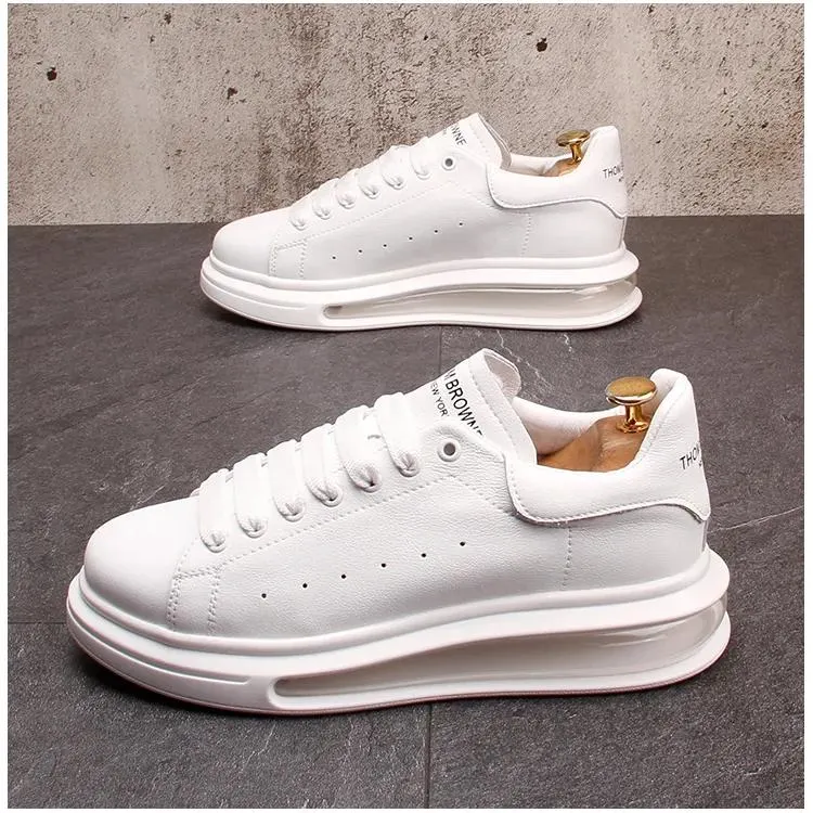 Luxury Design High Quality Men White Shoes Thick Bottom Platform Casual Couple Sneakers Spring Autumn Flock Party Wedding Loafers