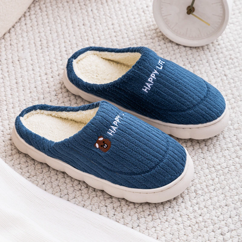 New 2023 Home Cotton Slippers Winter Non-Slip Thick Soled Shoes Warm Drag