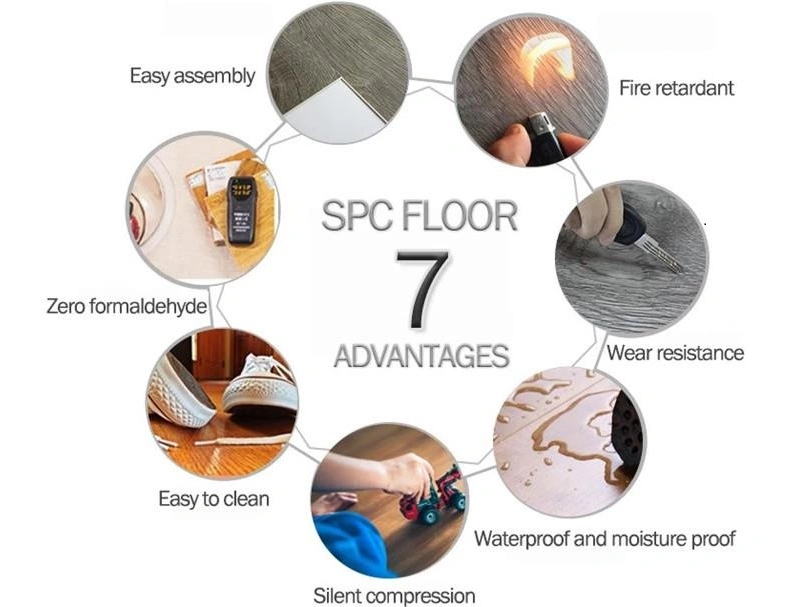 Wood Look Fireproof Waterproof Plastic Lvt PVC Vinyl Floor Spc Flooring for Home/Office