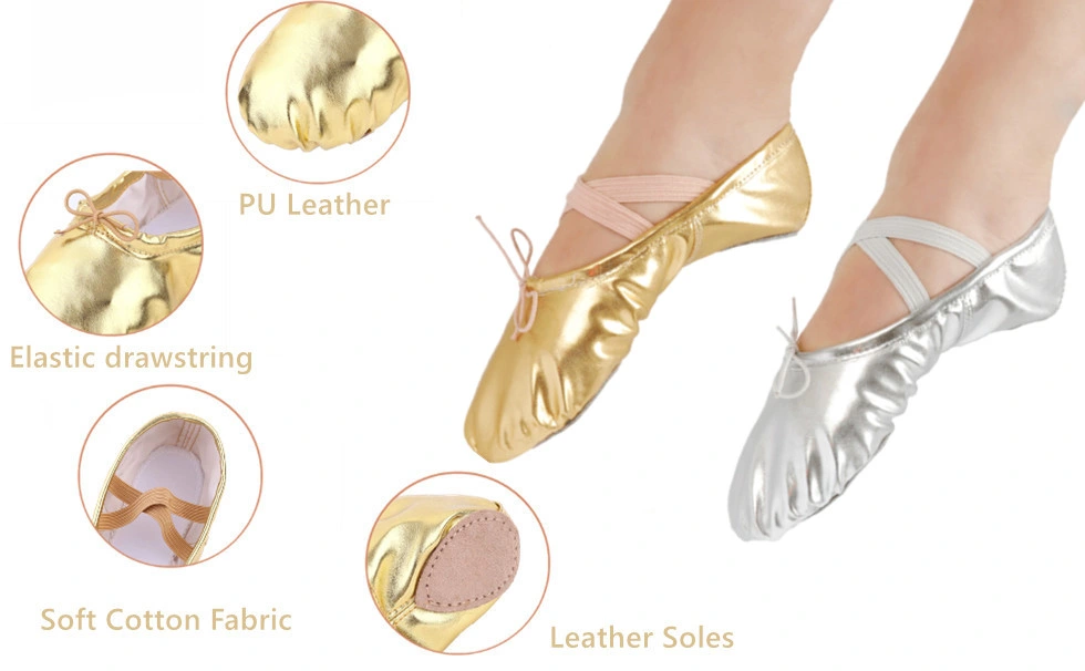 Ballet Shoes Split-Sole Slipper Flats Glitter Colors Ballet Dance Shoes