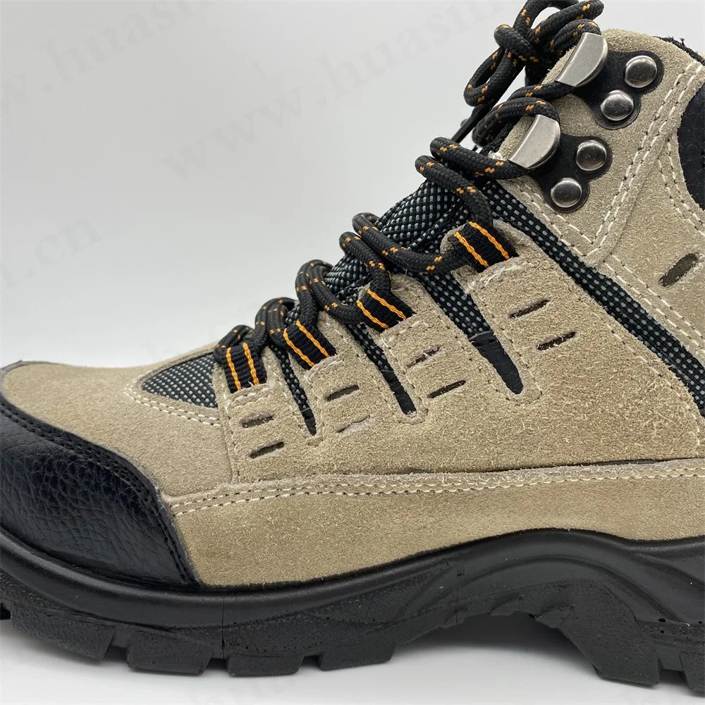 CMH, Suede Leather PU/PU Injection Sole Brown Sport Safety Shoes with Metal Clasp HSS004