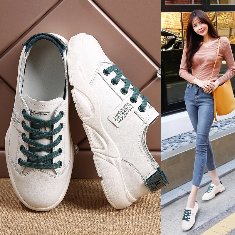 White Leather Sports Shoes Fashion Sneakers for Women Athletic Running Shoes