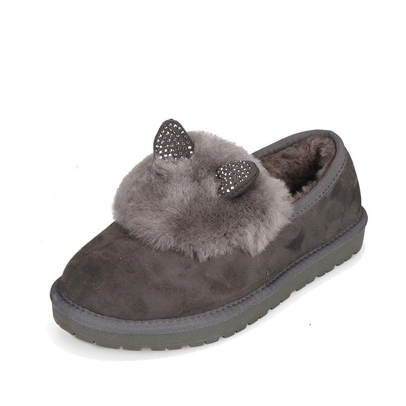 Winter Cute Warm Rabbit Ear Fur Loafer Women Casual Moccasin Shoes