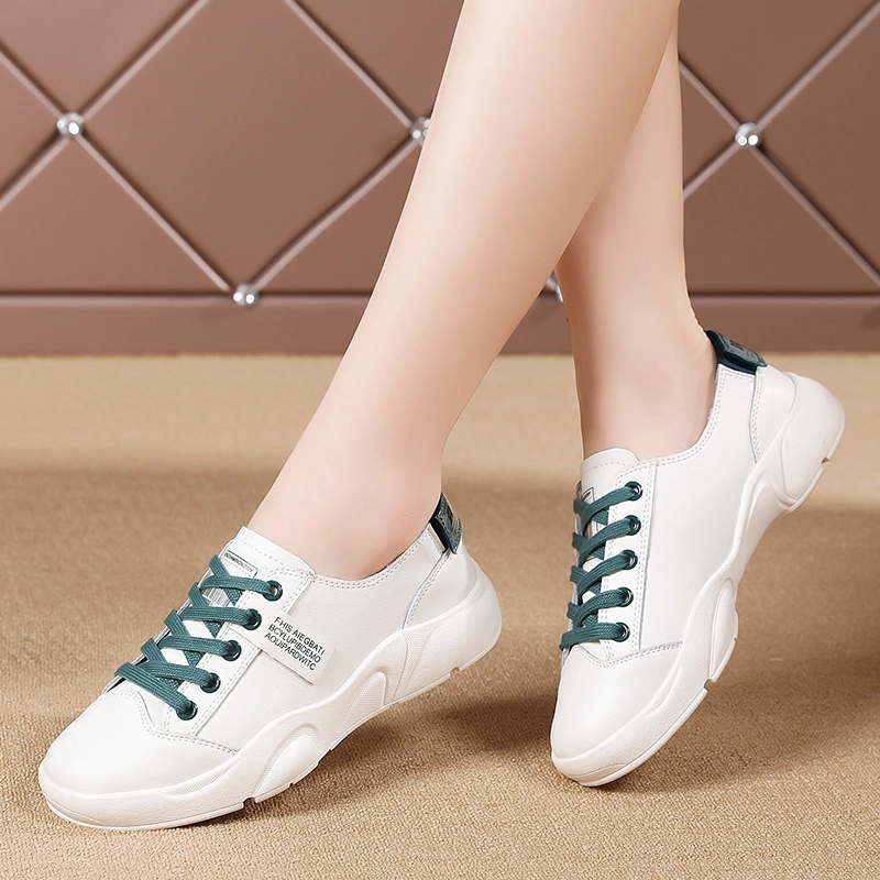 White Leather Sports Shoes Fashion Sneakers for Women Athletic Running Shoes