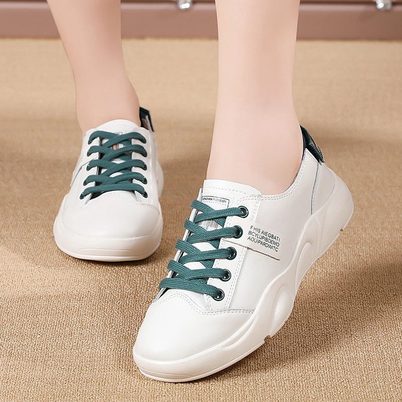 White Leather Sports Shoes Fashion Sneakers for Women Athletic Running Shoes