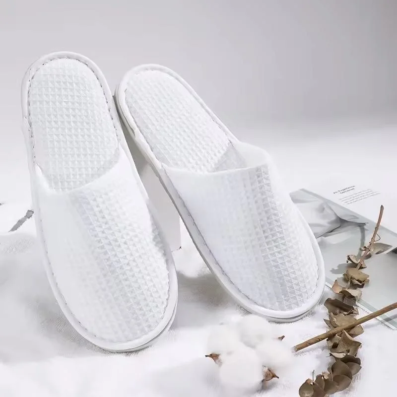 High Quality Anti-Slip EVA Sole Hotel Slipper with Cotton Waffle Fabric for Adults and Kids