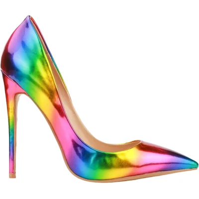 Pelle verniciata personalizzata 8 cm 10 cm 12 cm con paletti Scarpe da donna High Heels Gradient colorful Rainbow Sexy Dress per Donne